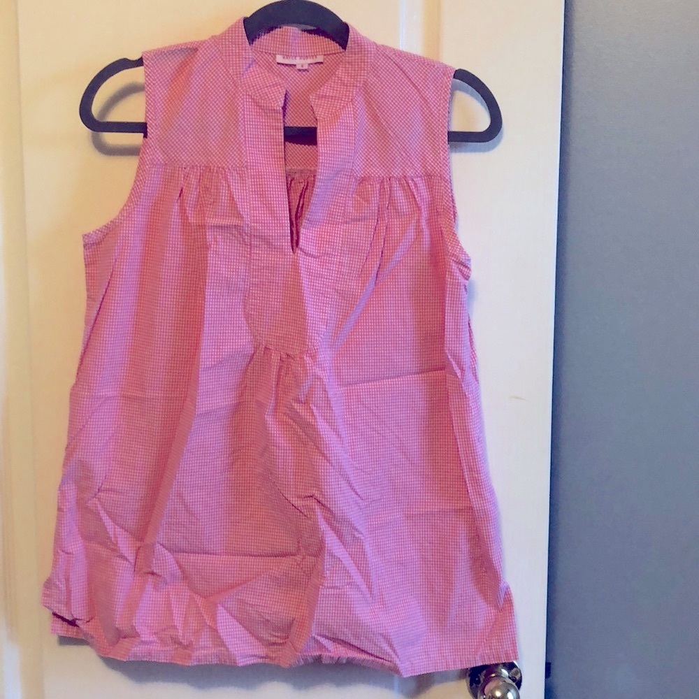 Kayce Hughes Designer pink gingham sleeveless top
